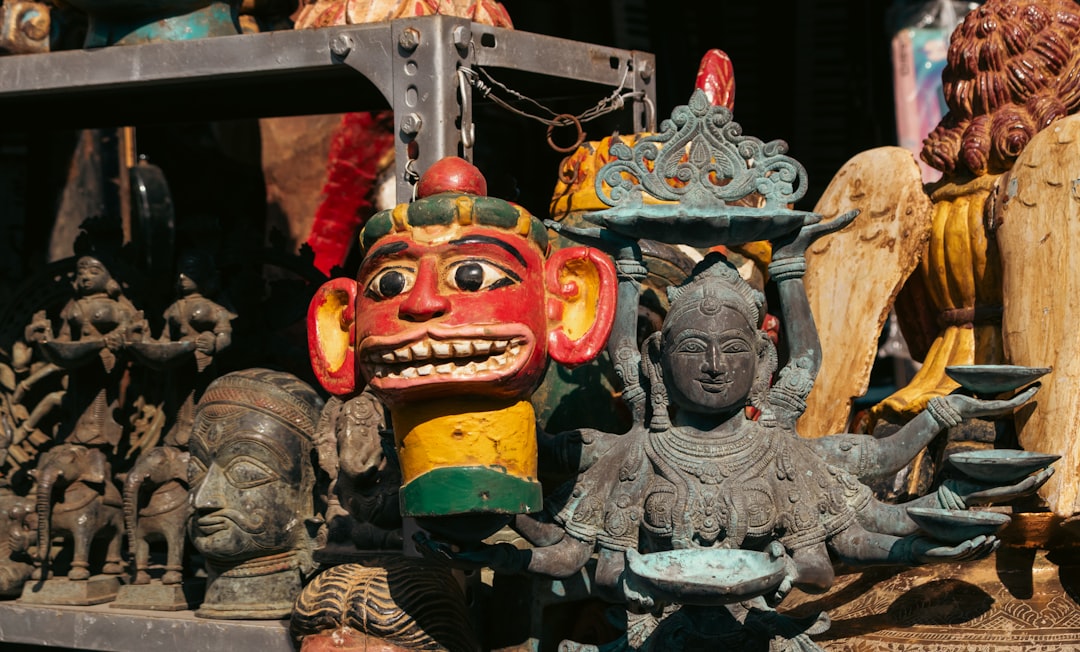 Colourful textile displays inside Mandvi's lanes